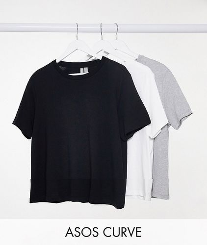 ASOS DESIGN Curve - Ultimate - Lot de 3 t-shirts ras de cou en coton - Noir, blanc et gris chiné - ÉCONOMIE - MULTI - Asos Curve - Modalova