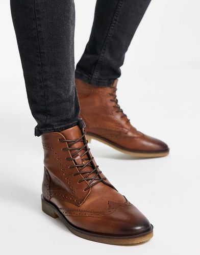 Bottines richelieu en cuir avec semelle naturelle - Fauve - Asos Design - Modalova