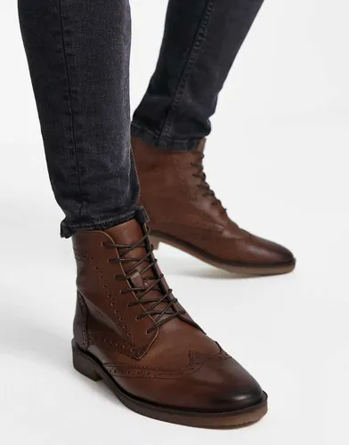 Bottines richelieu en cuir avec semelle naturelle - Fauve - Asos Design - Modalova