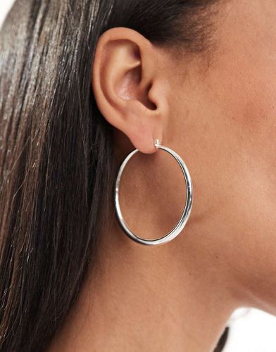 Boucles d'oreilles créoles fines graduées en plaqué argent - Asos Design - Modalova