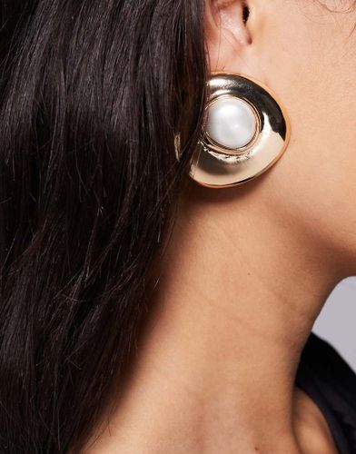 Boucles d'oreilles avec cercle abstrait et perle nacre - Asos Design - Modalova