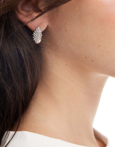 Boucles d'oreilles en acier inoxydable ornées d'un détail en zircon cubique avec pochette cadeau - Asos Design - Modalova