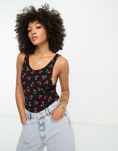 Body à emmanchures basses et dos échancré - Imprimé cerises - Asos Design - Modalova