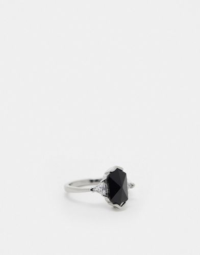 Bague avec zircon cubique noir façon cristal - Asos Design - Modalova