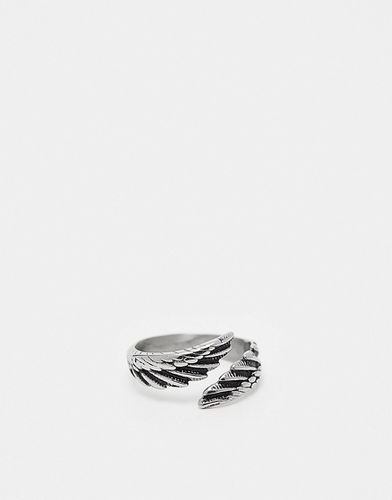 Bague en argent massif étanche à motif plume - poli - Asos Design - Modalova