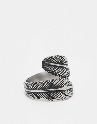 Bague en argent massif étanche à motif plume - poli - Asos Design - Modalova