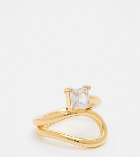 Bague enveloppante en plaqué or 14 carats à zircon cubique avec pochette cadeau - Asos Design - Modalova