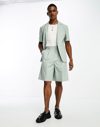 Bermuda de costume en lin mélangé - Sauge - Asos Design - Modalova