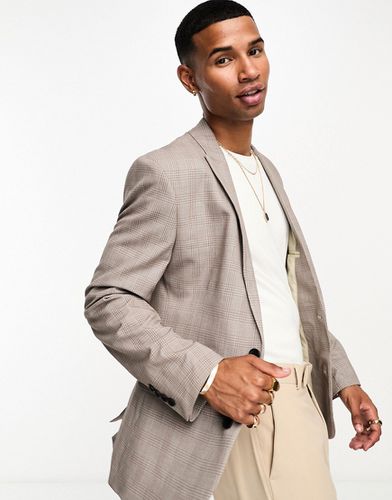 Blazer ajusté à carreaux Prince de Galles - Marron - Asos Design - Modalova