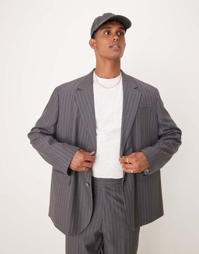 Blazer fluide oversize - Anthracite à fines rayures - Asos Design - Modalova