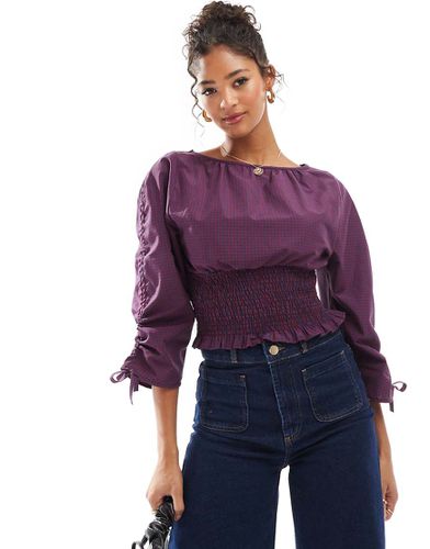 Blouse à carreaux avec taille et manches froncées - Asos Design - Modalova