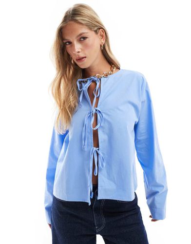 Blouse en popeline à manches longues avec liens devant - Asos Design - Modalova