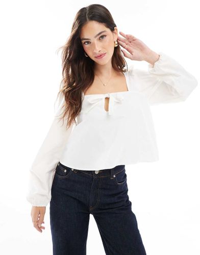 Blouse en popeline avec naud devant - Écru - Asos Design - Modalova