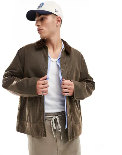 Blouson Harrington oversize avec col en velours côtelé - délavé - Asos Design - Modalova