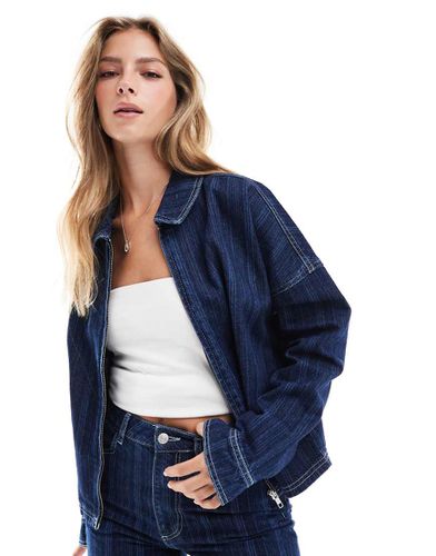 Blouson Harrington ajusté en denim rayé - Asos Design - Modalova