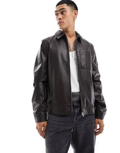 Blouson Harrington en imitation cuir - Marron - Asos Design - Modalova