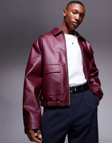 Blouson Harrington en imitation cuir - Bordeaux - Asos Design - Modalova