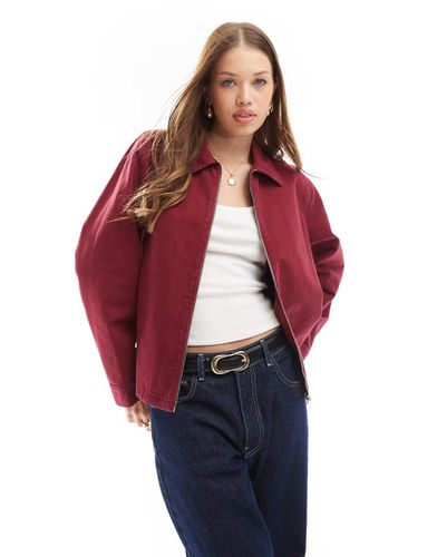 Blouson Harrington en jean - Bordeaux - Asos Design - Modalova