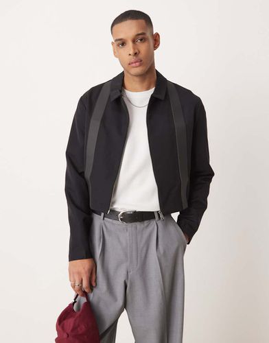 Blouson harrington habillé d'ensemble coupe slim courte avec bordure en PU - Asos Design - Modalova