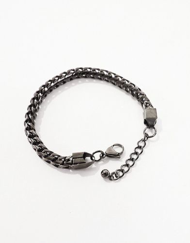 Bracelet chaîne en acier inoxydable imperméable à détails carrés - Gris acier - Asos Design - Modalova