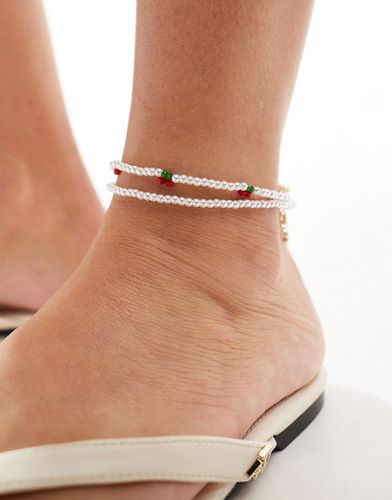 Bracelet de cheville perles fantaisie et cerises - Asos Design - Modalova