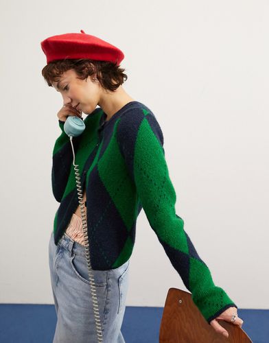 Gilet à motif losanges - Bleu marine/vert - Asos Design - Modalova