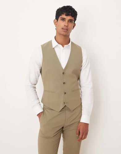 Gilet de costume ajust - Kaki - Asos Design - Modalova
