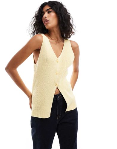 Gilet de costume long en V en maille - Citron - Asos Design - Modalova