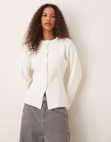 Gilet ras de cou en maille structurée - Crème - Asos Design - Modalova