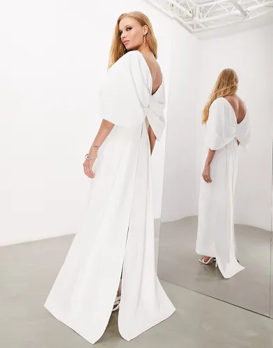 Dahlia - Robe de mariée longue en crêpe avec naud dans le dos - Asos Design - Modalova