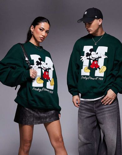 Disney - Sweat unisexe ultra oversize avec imprimé Mickey et col roulé - Vert foncé - Asos Design - Modalova