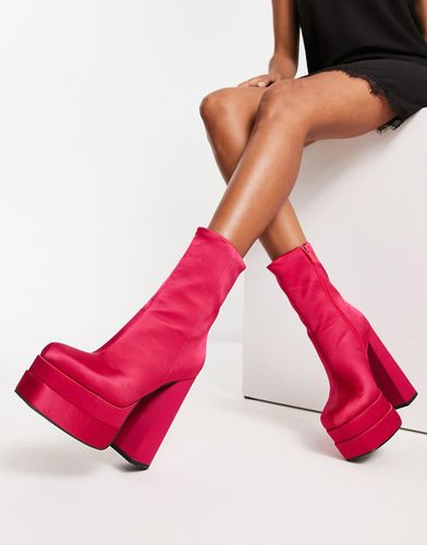 Encore - Bottines en satin à talon haut et semelle plateforme - Asos Design - Modalova