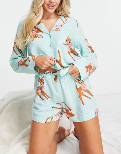 Ensemble pyjama avec chemise et short en modal motif cerf - Menthe - Asos Design - Modalova