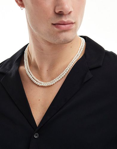 Festival - Collier double rang à perles fantaisie 4 mm et 6 mm - Asos Design - Modalova