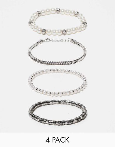 Lot 4 bracelets de perles fantaisie - Asos Design - Modalova