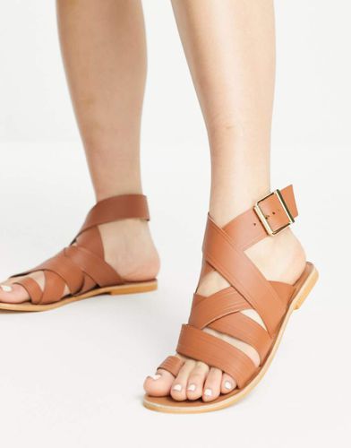 Fudge - Sandales plates en cuir - Fauve - Asos Design - Modalova