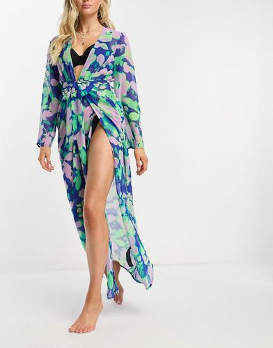 Kimono de plage long à nouer sur le devant - Imprimé fleuri thermique - Asos Design - Modalova