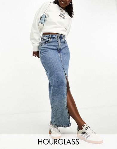 Hourglass - Jupe longue en jean avec ourlet fendu - Délavage moyen - Asos Design - Modalova