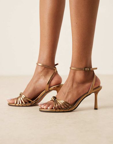 Hero - Sandales nouées en satin à talon mi-haut - Bronze métallisé - Asos Design - Modalova