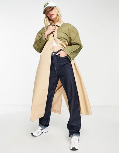 Hybrid - Trench-coat matelassé - Kaki - Asos Design - Modalova