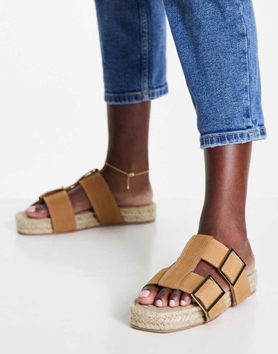 Johanesburg - Mules style espadrilles en cuir de qualité supérieure - Fauve - Asos Design - Modalova