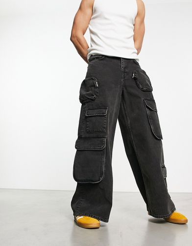 Jean cargo ultra ample à poches - Noir délavé - Asos Design - Modalova