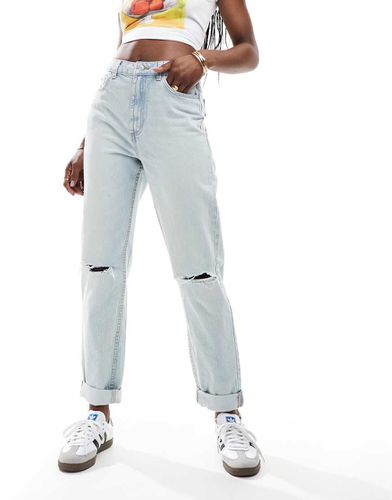 Jean mom décontracté à taille haute et déchirure - clair - Asos Design - Modalova