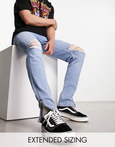 Jean skinny à fermeture éclair et genoux déchirés - clair - Asos Design - Modalova