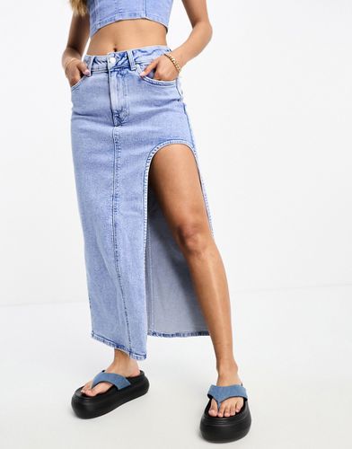 Jupe d'ensemble en jean avec fente haute - Délavage bromo - Asos Design - Modalova