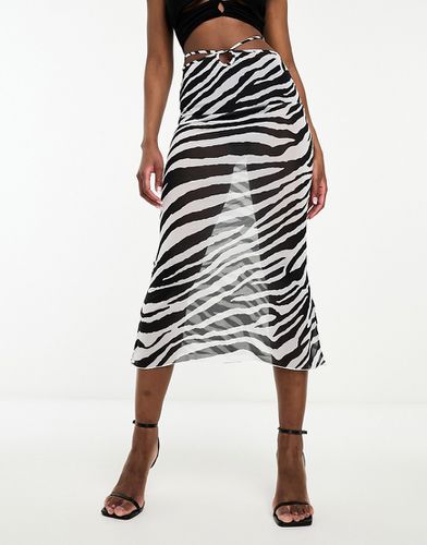 Jupe longue style sirène en tulle avec liens à la taille et imprimé animal - Noir et blanc - Asos Design - Modalova