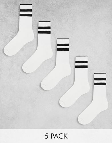 Lot 5 paires de chaussettes à trois bandes - Beige - Asos Design - Modalova