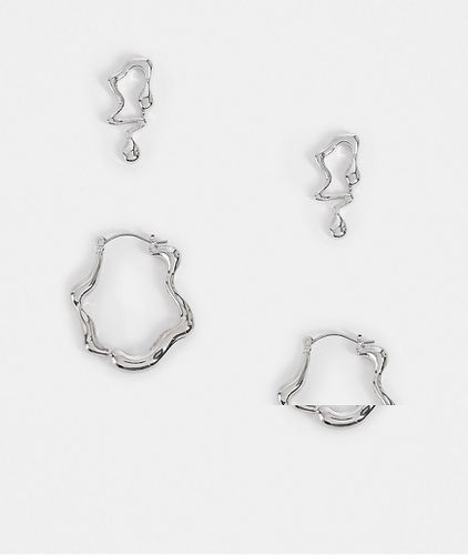 Lot de 2 paires de boucles d'oreilles design fondu - Asos Design - Modalova