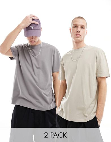 Lot de 2 t-shirts décontractés - Taupe et gris - Asos Design - Modalova