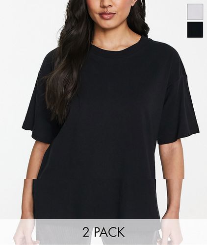 Lot de 2 t-shirts oversize - Noir et blanc - Asos Design - Modalova